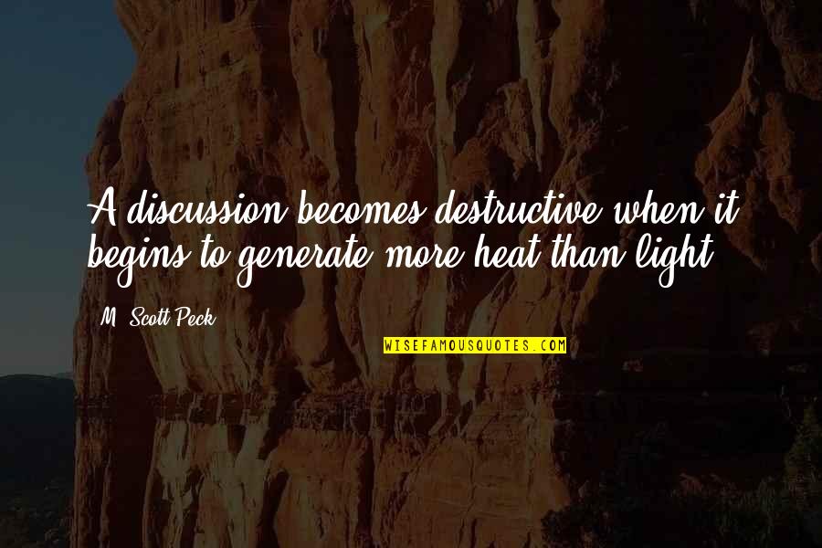 Kozikowski Water Quotes By M. Scott Peck: A discussion becomes destructive when it begins to