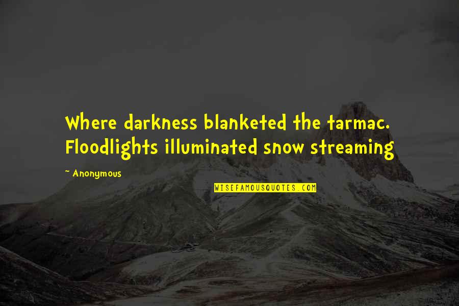 Kr L Cek Petr Quotes By Anonymous: Where darkness blanketed the tarmac. Floodlights illuminated snow