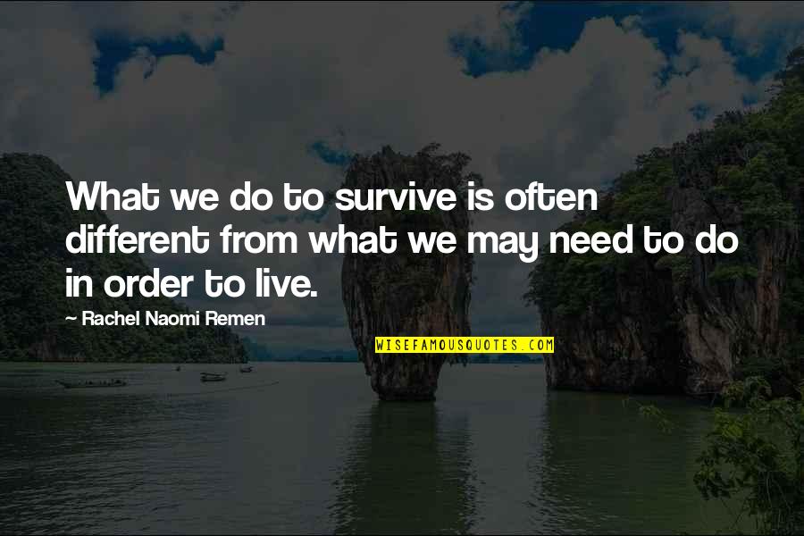 Kragarmregal Quotes By Rachel Naomi Remen: What we do to survive is often different Kragarmregal Quotes By Rachel Naomi Remen: What we do to survive is often different