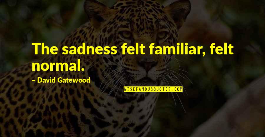 Krajumu Uzskaites Metodes Quotes By David Gatewood: The sadness felt familiar, felt normal. Krajumu Uzskaites Metodes Quotes By David Gatewood: The sadness felt familiar, felt normal.