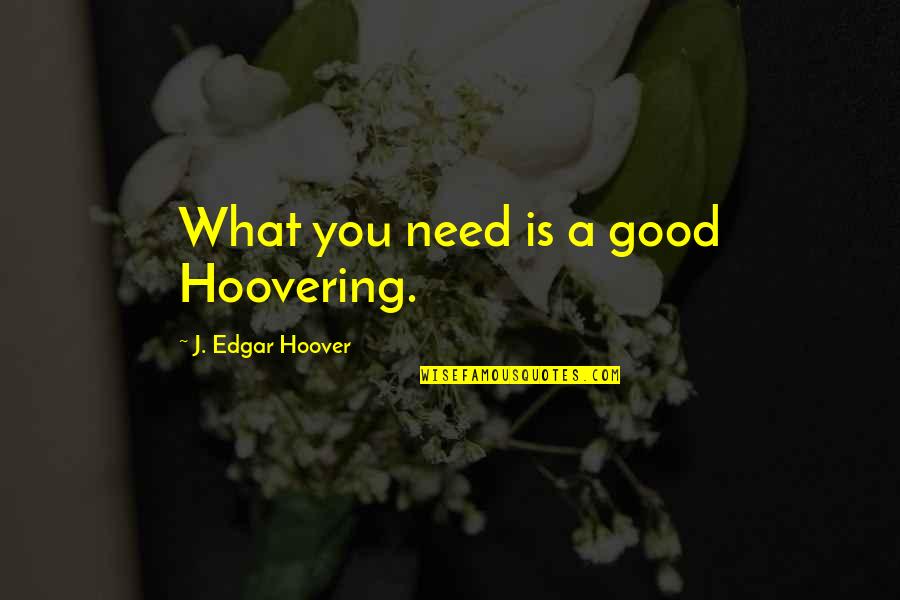 Krakoff Communications Quotes By J. Edgar Hoover: What you need is a good Hoovering. Krakoff Communications Quotes By J. Edgar Hoover: What you need is a good Hoovering.