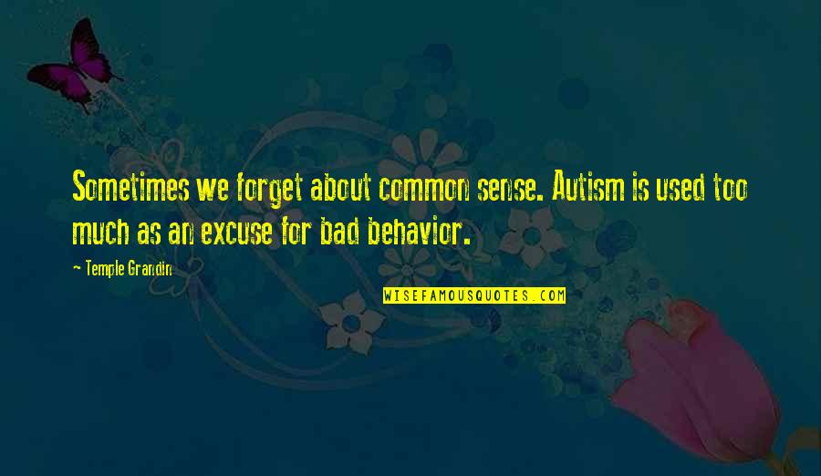 Kramarzacks Quotes By Temple Grandin: Sometimes we forget about common sense. Autism is