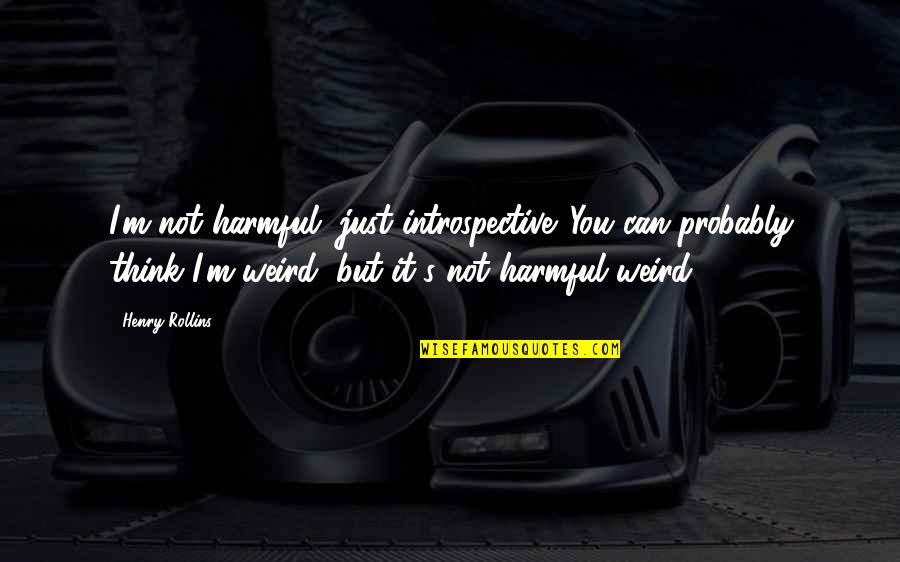 Kramberger Quotes By Henry Rollins: I'm not harmful, just introspective. You can probably Kramberger Quotes By Henry Rollins: I'm not harmful, just introspective. You can probably