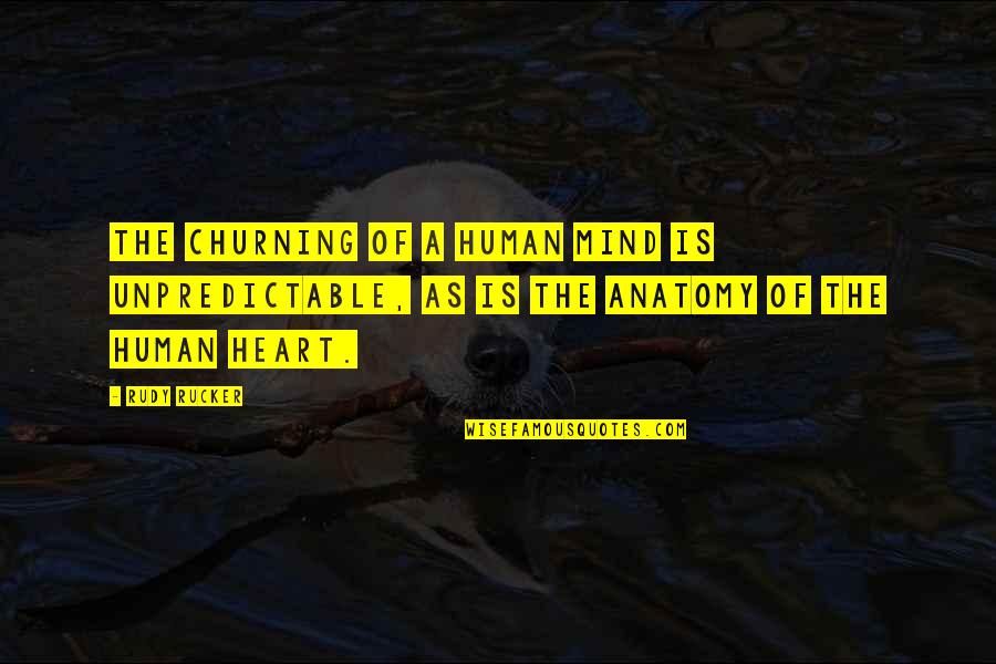 Krapek Family Learning Quotes By Rudy Rucker: The churning of a human mind is unpredictable,