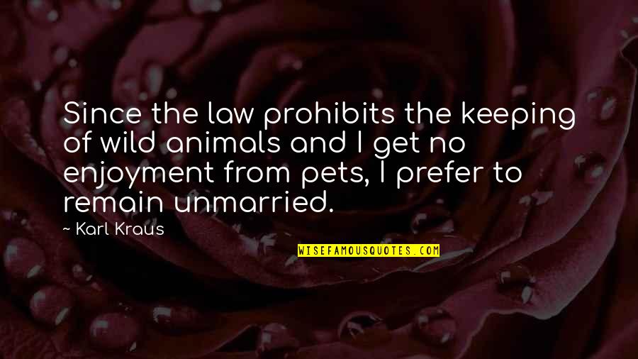 Kraus Quotes By Karl Kraus: Since the law prohibits the keeping of wild Kraus Quotes By Karl Kraus: Since the law prohibits the keeping of wild