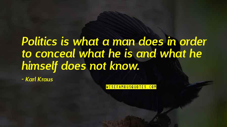 Kraus Quotes By Karl Kraus: Politics is what a man does in order Kraus Quotes By Karl Kraus: Politics is what a man does in order