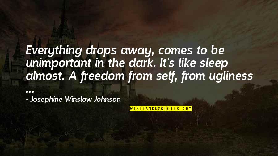 Kravicka Quotes By Josephine Winslow Johnson: Everything drops away, comes to be unimportant in Kravicka Quotes By Josephine Winslow Johnson: Everything drops away, comes to be unimportant in