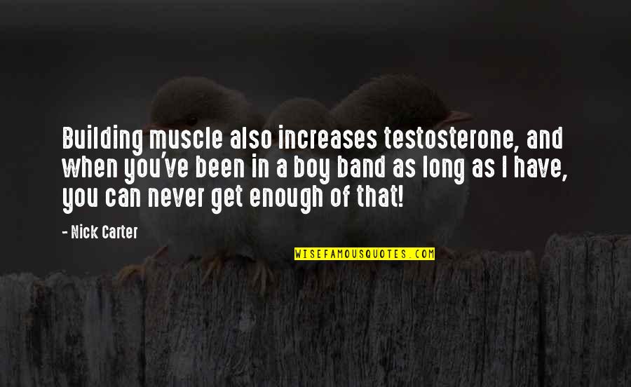Krawcheck And Davidson Quotes By Nick Carter: Building muscle also increases testosterone, and when you've Krawcheck And Davidson Quotes By Nick Carter: Building muscle also increases testosterone, and when you've
