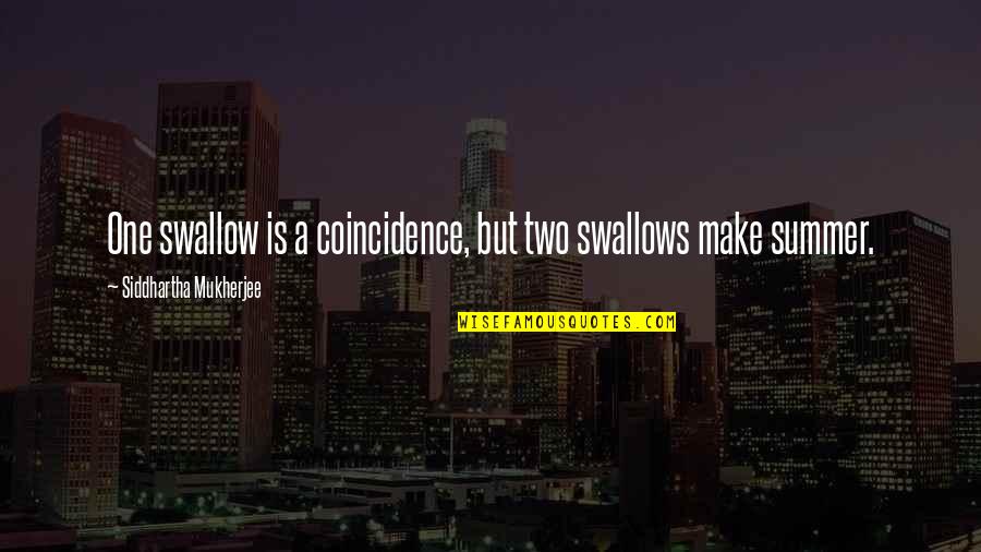 Kreacher Discomforts Quotes By Siddhartha Mukherjee: One swallow is a coincidence, but two swallows Kreacher Discomforts Quotes By Siddhartha Mukherjee: One swallow is a coincidence, but two swallows