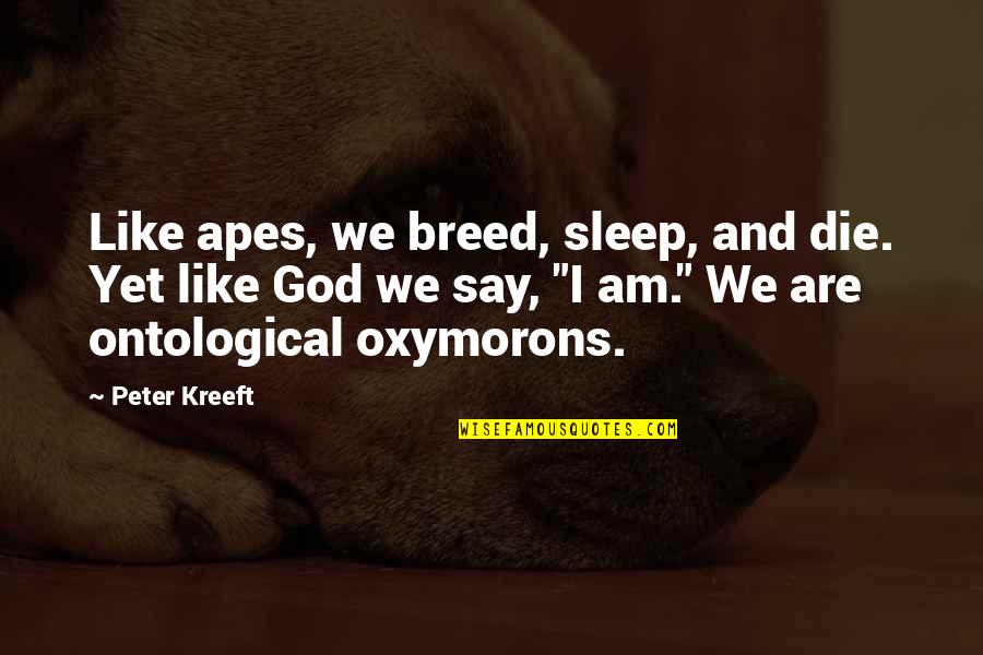 Kreeft Quotes By Peter Kreeft: Like apes, we breed, sleep, and die. Yet