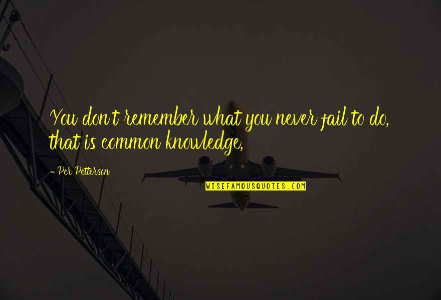 Kria Quotes By Per Petterson: You don't remember what you never fail to