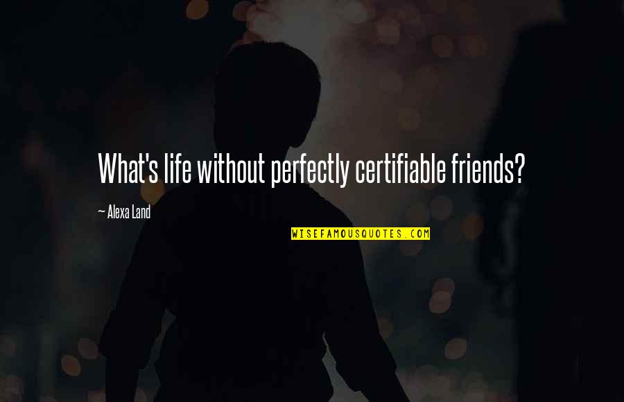 Krijueshmeria Quotes By Alexa Land: What's life without perfectly certifiable friends?