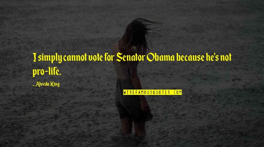 Krishen Iyer Quotes By Alveda King: I simply cannot vote for Senator Obama because