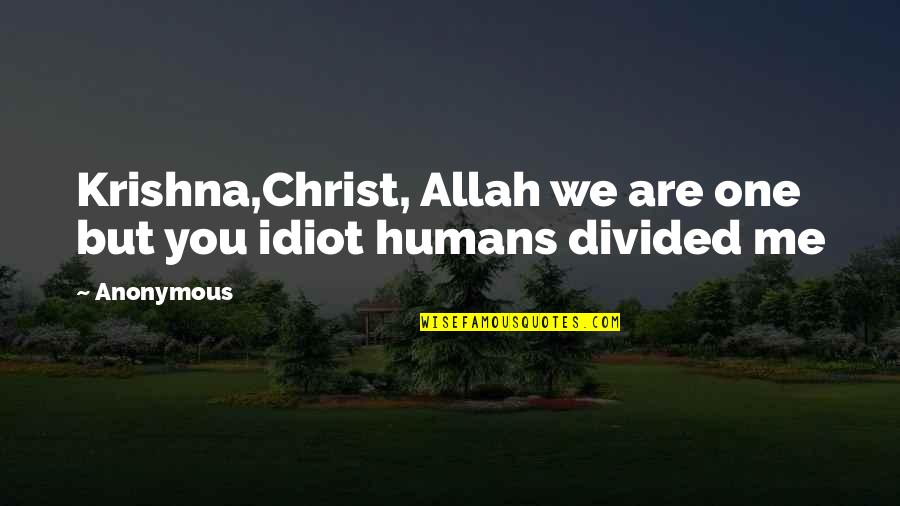 Krishna God Quotes By Anonymous: Krishna,Christ, Allah we are one but you idiot