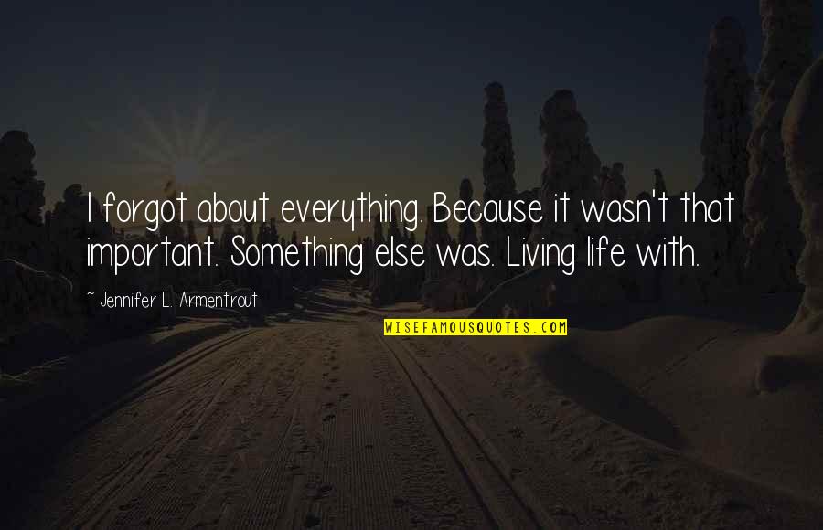 Krishnamma Kalipindi Quotes By Jennifer L. Armentrout: I forgot about everything. Because it wasn't that