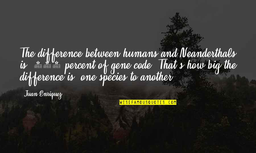 Krishnamoorthy Suresh Quotes By Juan Enriquez: The difference between humans and Neanderthals is .004
