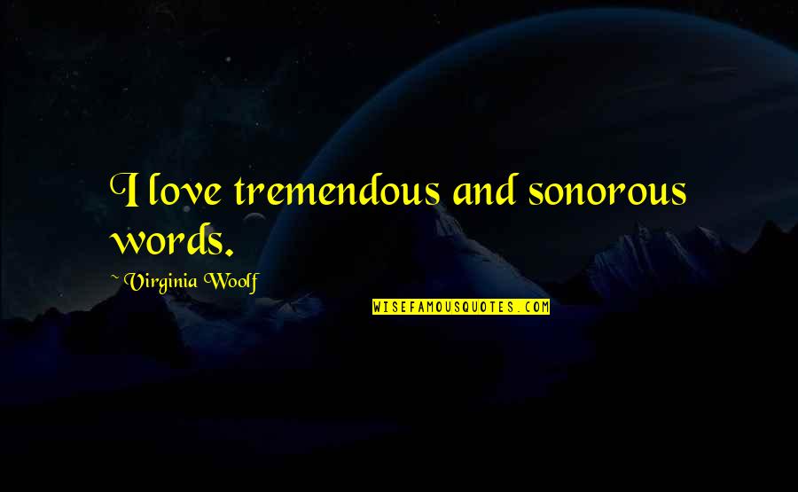 Kristah Castillo Quotes By Virginia Woolf: I love tremendous and sonorous words.