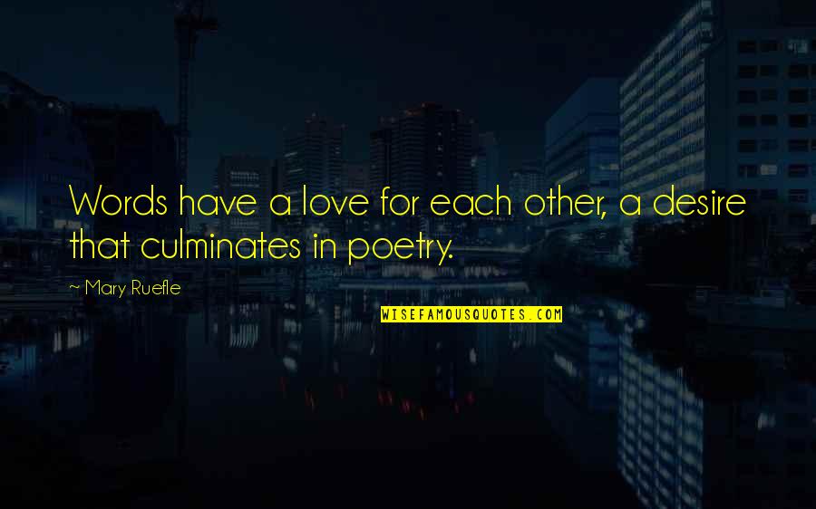 Kristeler Quotes By Mary Ruefle: Words have a love for each other, a