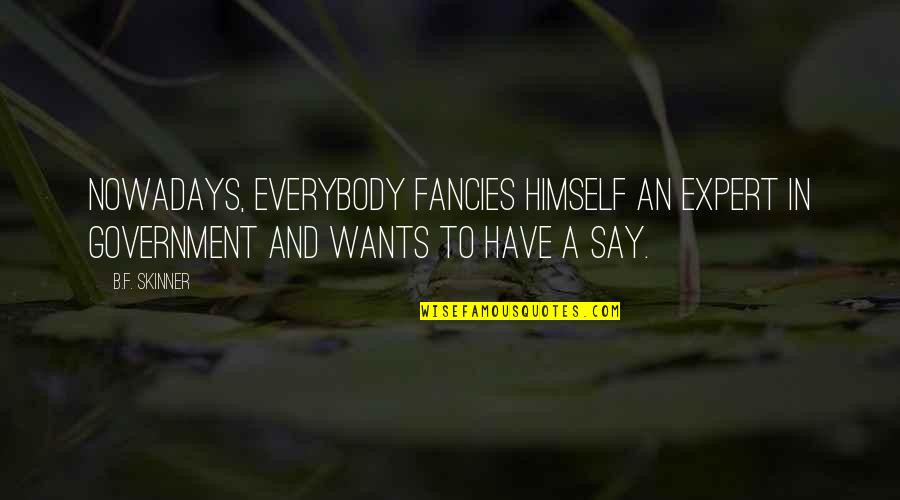 Kritika Rathore Quotes By B.F. Skinner: Nowadays, everybody fancies himself an expert in government
