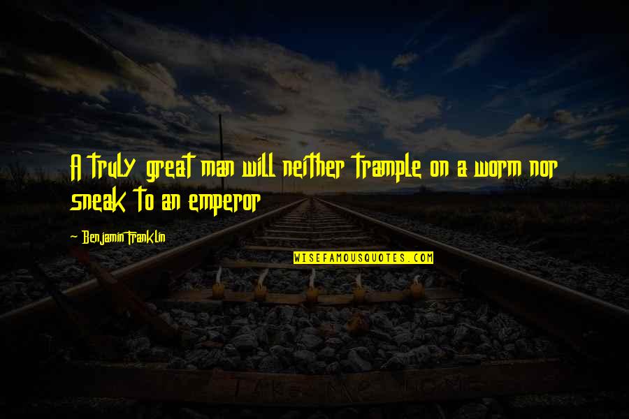 Krizia Rodriguez Quotes By Benjamin Franklin: A truly great man will neither trample on
