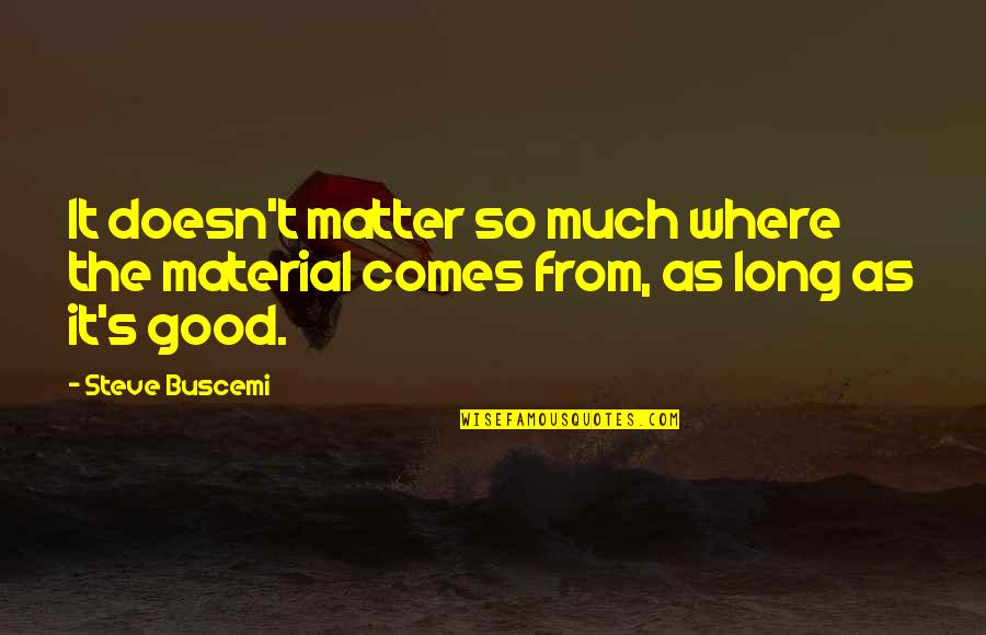 Krokaner Quotes By Steve Buscemi: It doesn't matter so much where the material