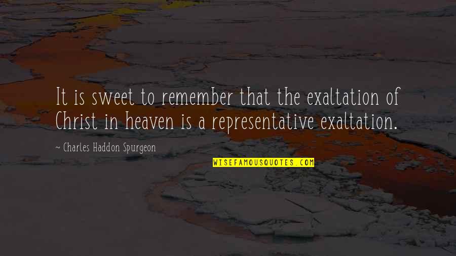 Kroupy Plodina Quotes By Charles Haddon Spurgeon: It is sweet to remember that the exaltation