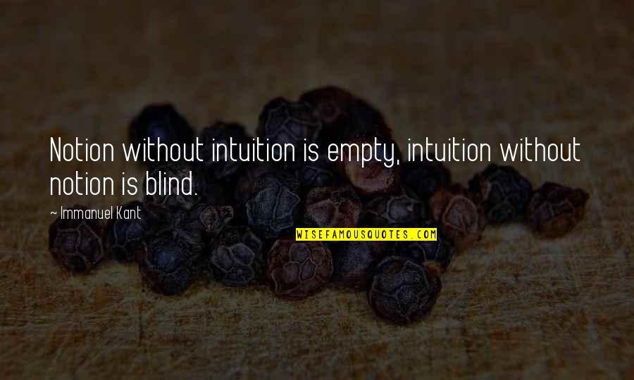 Krstic U Quotes By Immanuel Kant: Notion without intuition is empty, intuition without notion