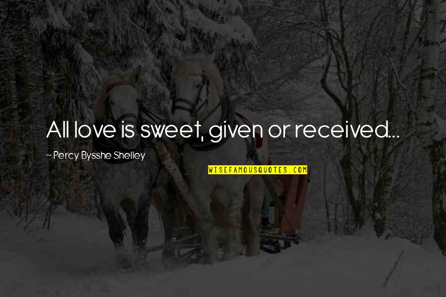 Krstic U Quotes By Percy Bysshe Shelley: All love is sweet, given or received...