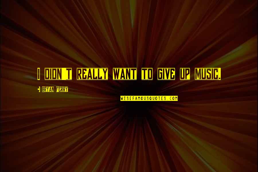 Krts Transportation Quotes By Bryan Ferry: I didn't really want to give up music. Krts Transportation Quotes By Bryan Ferry: I didn't really want to give up music.