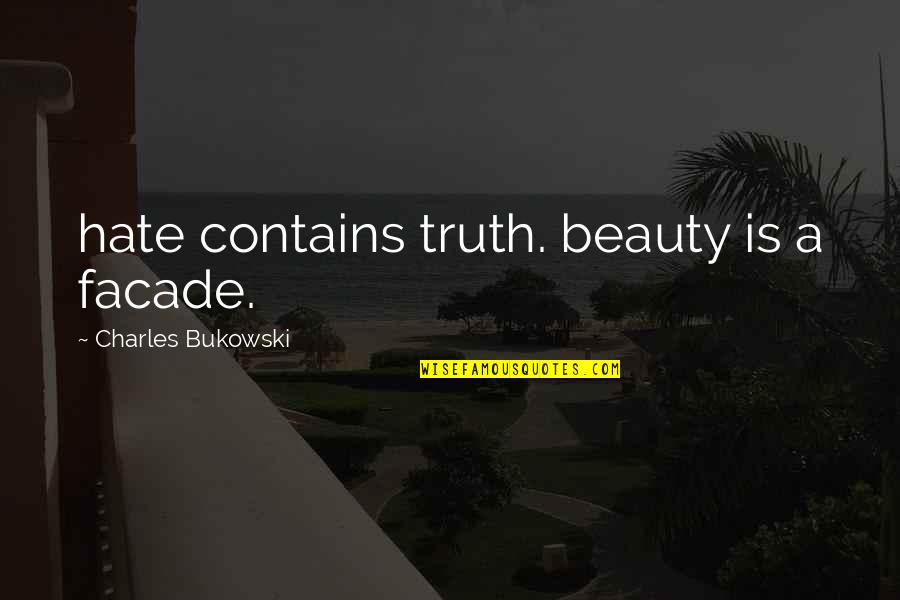 Krudy Quotes By Charles Bukowski: hate contains truth. beauty is a facade.