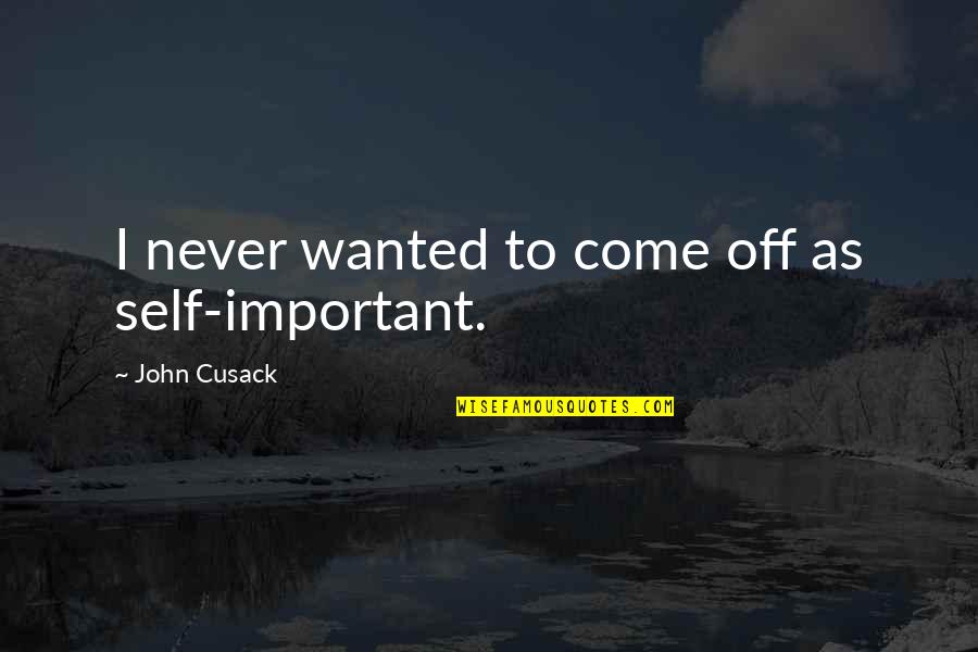 Krupa Wealth Quotes By John Cusack: I never wanted to come off as self-important.