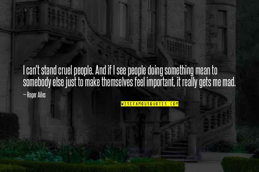 Krusenstern Quotes By Roger Ailes: I can't stand cruel people. And if I Krusenstern Quotes By Roger Ailes: I can't stand cruel people. And if I