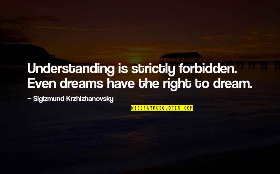Krzhizhanovsky's Quotes By Sigizmund Krzhizhanovsky: Understanding is strictly forbidden. Even dreams have the