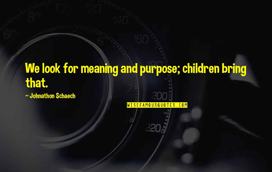 Ksack Program Quotes By Johnathon Schaech: We look for meaning and purpose; children bring