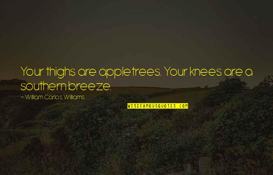 Ksander Group Quotes By William Carlos Williams: Your thighs are appletrees. Your knees are a