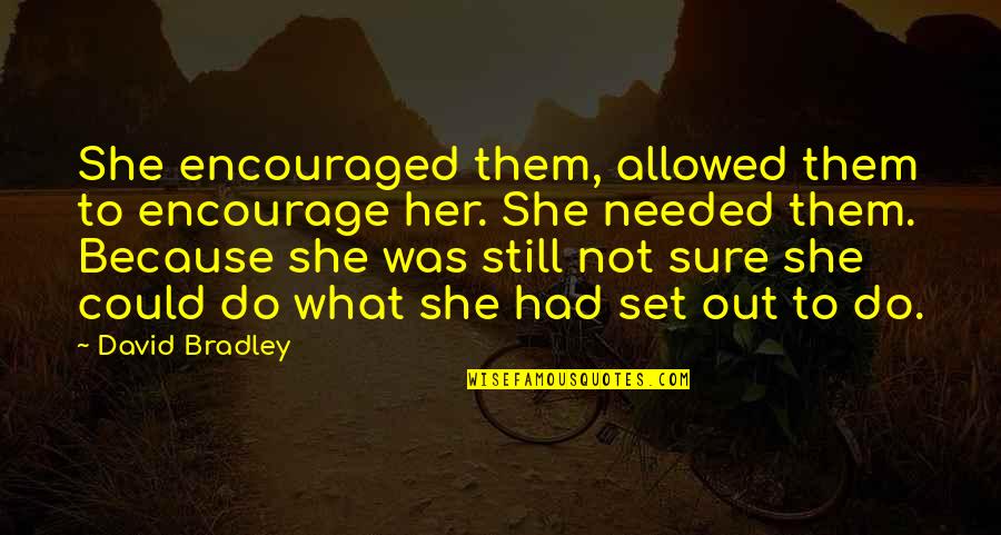 Ksi Inspirational Quotes By David Bradley: She encouraged them, allowed them to encourage her.