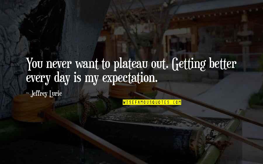 Kuan Yin Fortune Quotes By Jeffrey Lurie: You never want to plateau out. Getting better