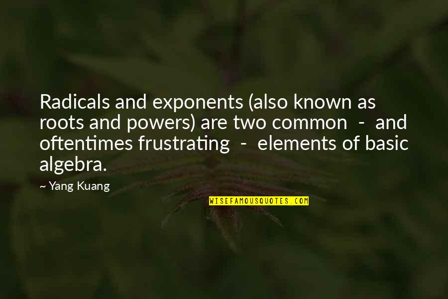 Kuang Quotes By Yang Kuang: Radicals and exponents (also known as roots and