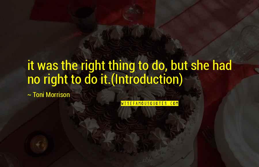 Kubiszyn And Borich Quotes By Toni Morrison: it was the right thing to do, but