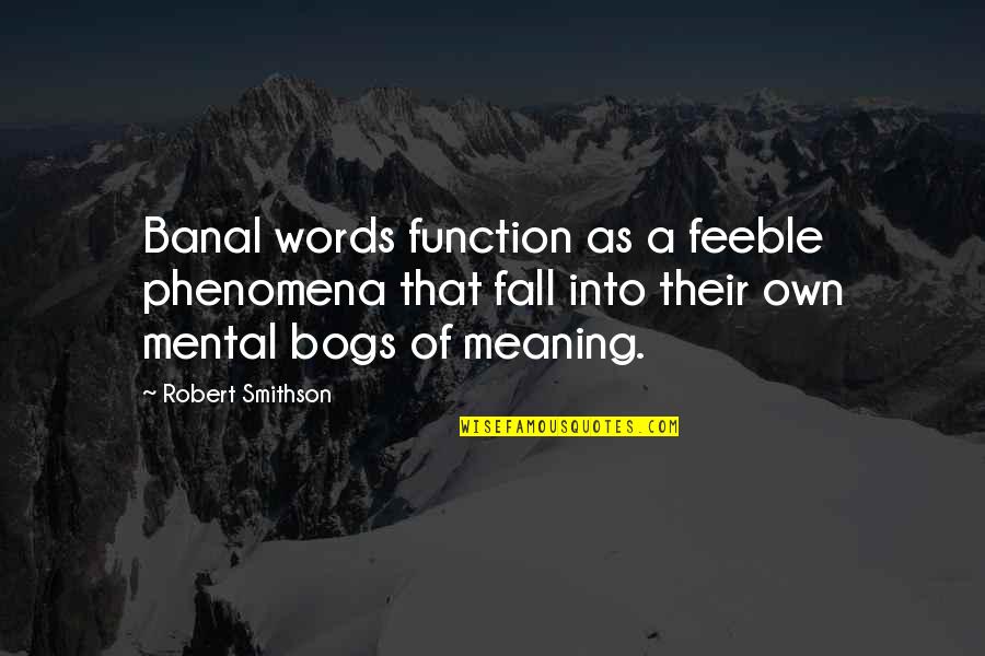 Kubki Ikea Quotes By Robert Smithson: Banal words function as a feeble phenomena that