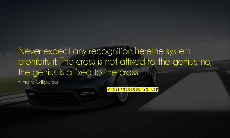 Kubra Khan Quotes By Franz Grillparzer: Never expect any recognition herethe system prohibits it.