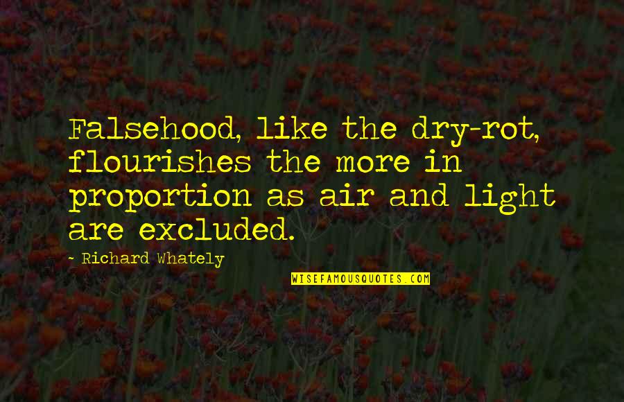 Kucharov A Brzobohat Quotes By Richard Whately: Falsehood, like the dry-rot, flourishes the more in Kucharov A Brzobohat Quotes By Richard Whately: Falsehood, like the dry-rot, flourishes the more in