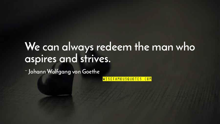 Kuddelfleck Quotes By Johann Wolfgang Von Goethe: We can always redeem the man who aspires