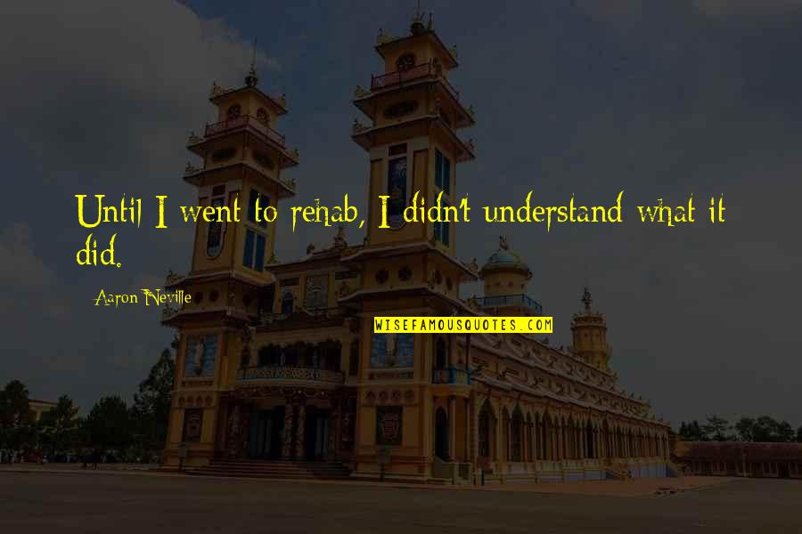 Kudler Fine Quotes By Aaron Neville: Until I went to rehab, I didn't understand Kudler Fine Quotes By Aaron Neville: Until I went to rehab, I didn't understand