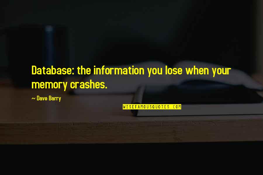 Kudrat Tara Khajane Quotes By Dave Barry: Database: the information you lose when your memory