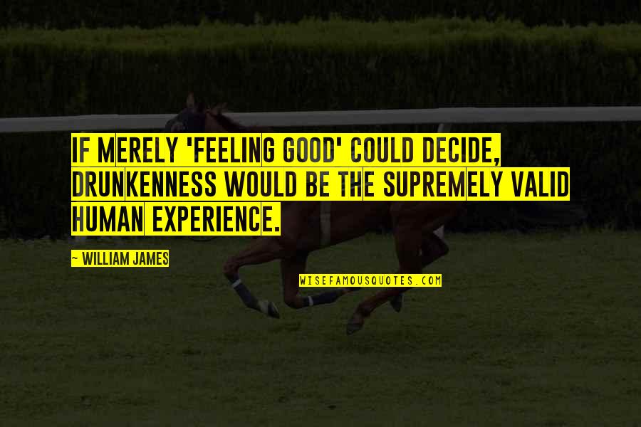 Kuechenberg Quotes By William James: If merely 'feeling good' could decide, drunkenness would