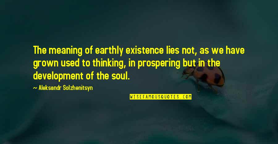 Kul Tiran Quotes By Aleksandr Solzhenitsyn: The meaning of earthly existence lies not, as