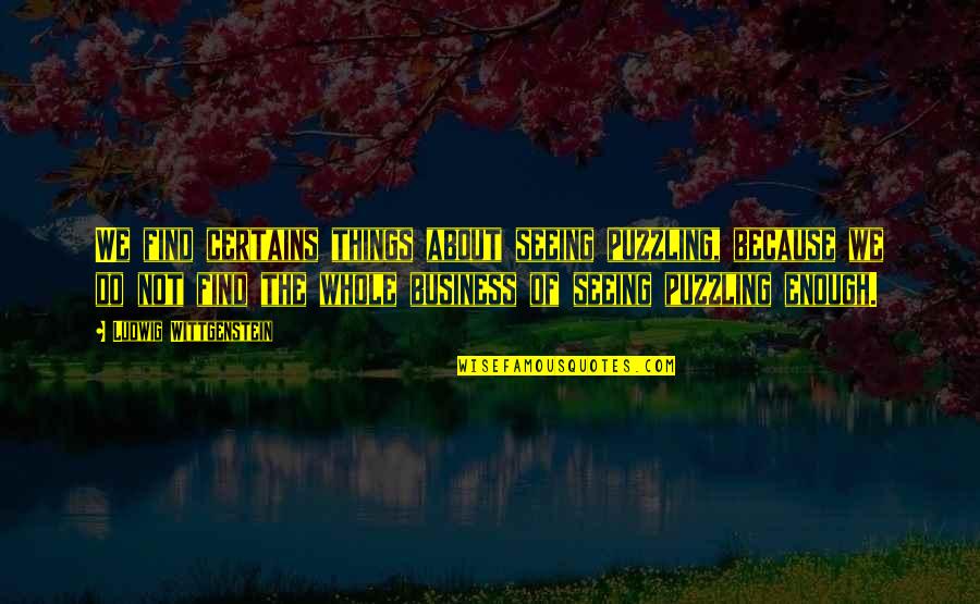 Kumble And Virat Quotes By Ludwig Wittgenstein: We find certains things about seeing puzzling, because