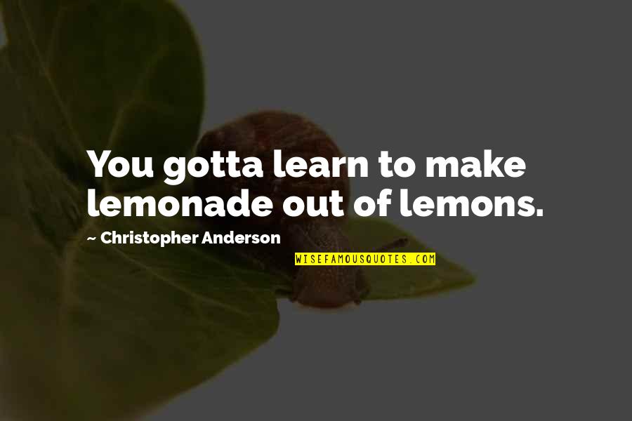 Kumki Quotes By Christopher Anderson: You gotta learn to make lemonade out of Kumki Quotes By Christopher Anderson: You gotta learn to make lemonade out of