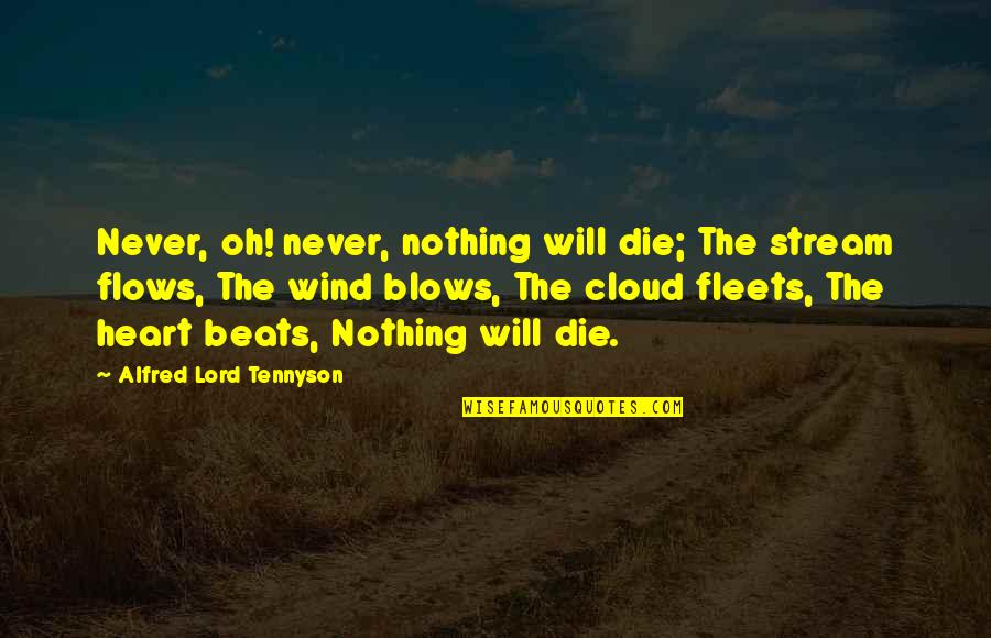 Kunati Quotes By Alfred Lord Tennyson: Never, oh! never, nothing will die; The stream